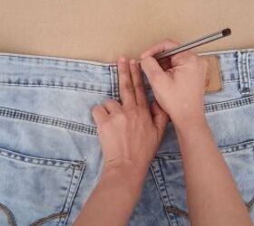 how to downsize jeans with without sewing 6 different ways, Marking where to sew the jeans