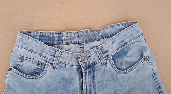 how to downsize jeans with without sewing 6 different ways, Downsizing jeans with elastic DIY