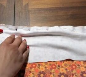 how to make your own flare pants 70s inspired diy sewing tutorial, Pinning the waistband to the flare pants