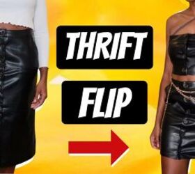 This Sexy DIY Leather Two-piece Set Was Made From a Thrifted Skirt