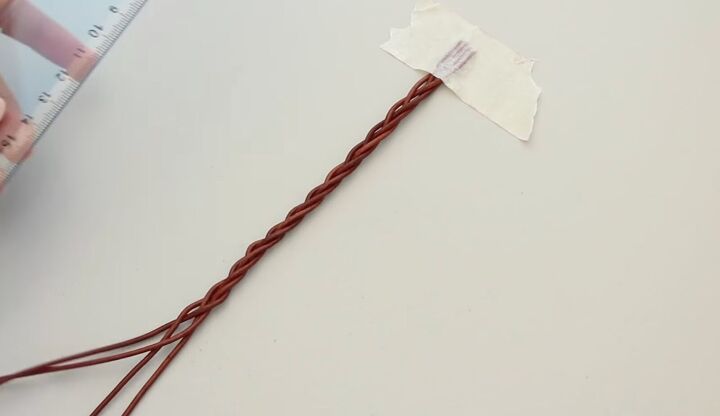 how to make a leather necklace with knots braids silver beads, Measuring the length of the braid