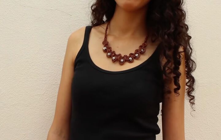 how to make a leather necklace with knots braids silver beads, DIY knotted leather cord necklace