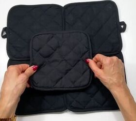 diy potholder purse make a cute quilted purse out of 10 potholders, Making an exterior pocket for the purse