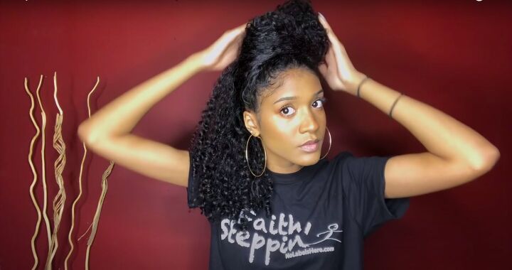 how to do a perfect hollywood style bantu knot out on blow dried hair, Tying hair into sections