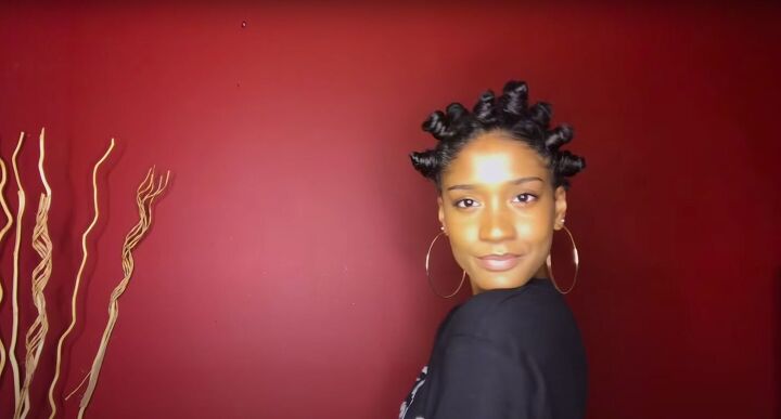 how to do a perfect hollywood style bantu knot out on blow dried hair, Bantu knots on dry natural hair