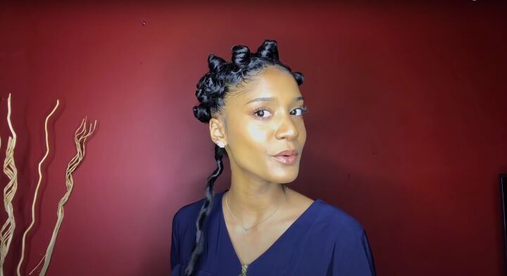 how to do a perfect hollywood style bantu knot out on blow dried hair, Bantu knot out tutorial on natural hair