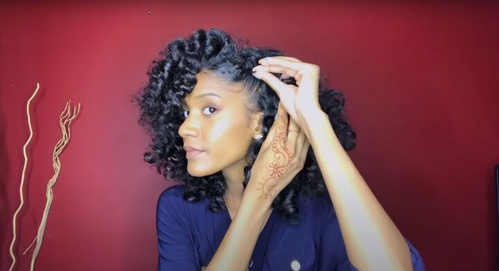 how to do a perfect hollywood style bantu knot out on blow dried hair, Blowout on natural hair with Bantu knots