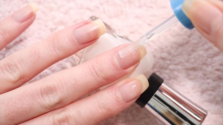 how to take care of nails in winter nail care tips fun blue polish, Applying a base coat to nails