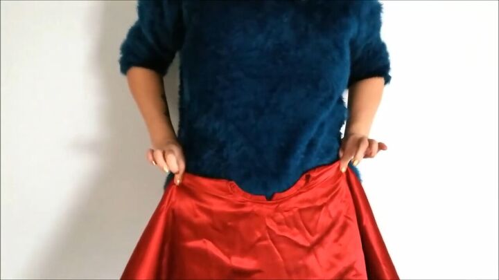 how to make a christmas tree skirt into a skirt you can actually wear, Measuring the waist for the Christmas skirt