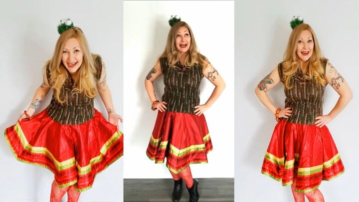how to make a christmas tree skirt into a skirt you can actually wear, DIY Christmas tree skirt ideas