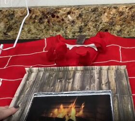 6 amazing diy ugly christmas sweater ideas including 1 for hanukkah, Gluing the fireplace to the sweater
