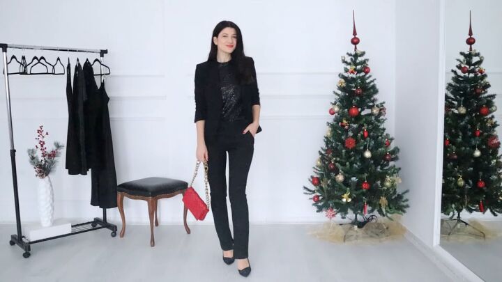 7 chic sophisticated christmas party outfits for the festive season, Black monochrome Christmas party outfit