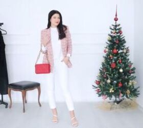 7 chic sophisticated christmas party outfits for the festive season, Christmas party outfit with red accessories
