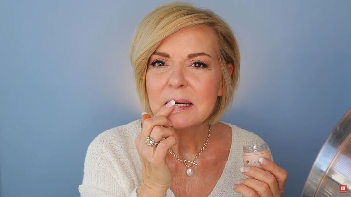how to fake big lips over 50 lipstick tutorial for mature women, Exfoliating lips with a lip scrub