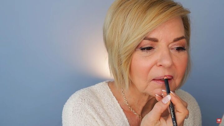 how to fake big lips over 50 lipstick tutorial for mature women, How to overline your lips over 50