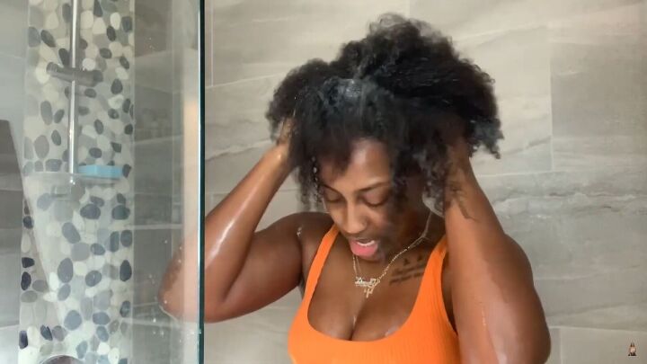 easy wash day routine how to do a wash go on type 4 natural hair, Massaging shampoo into the hair and scalp