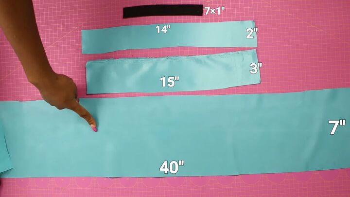 how to make a cute ruched satin headband from scratch, Measuring the pieces for the satin headband