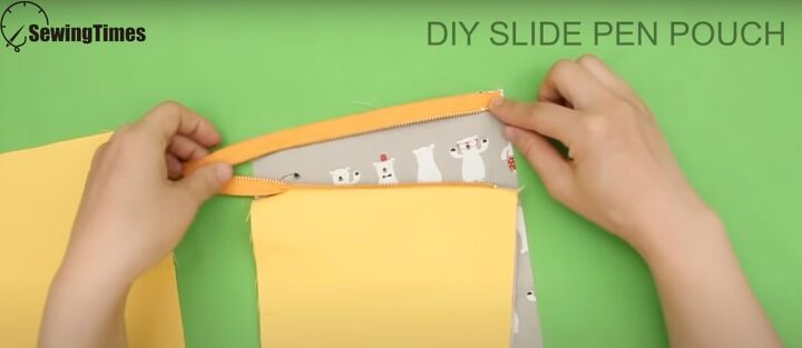 sew the perfect gift 5 easy sew gift ideas with step by step videos, Sewing the zipper between the fabric pieces