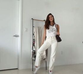 20 nice outfits with white jeans for all seasons yes even winter, White jeans with a white ringer tank