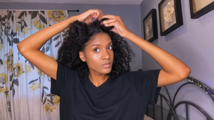 how to make use a greek yogurt hair mask for natural curls, Parting hair into four sections