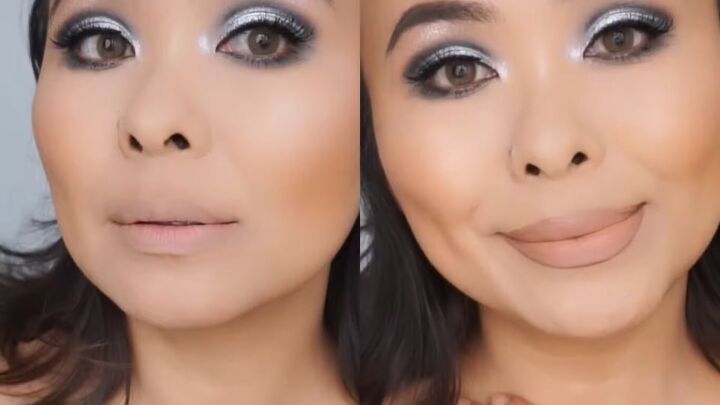 makeup hack how to put on nude lipstick without looking washed out, Nude lipstick before and after