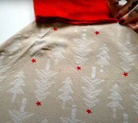 make your own christmas dress from an old top a festive tablecloth, Measuring the waist for the dress