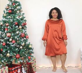 5 cute colorful christmas dress outfits for the festive holidays, Orange Christmas dress