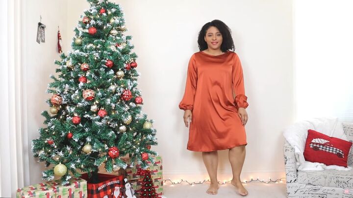 5 cute colorful christmas dress outfits for the festive holidays, Orange Christmas dress