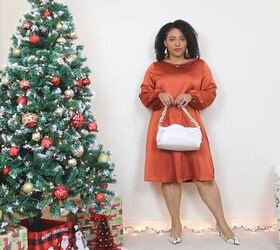 5 cute colorful christmas dress outfits for the festive holidays, How to accessorize an orange dress
