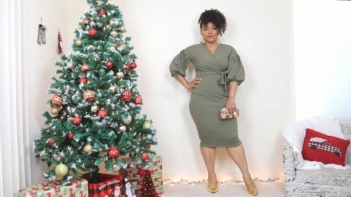 5 cute colorful christmas dress outfits for the festive holidays, Sexy Christmas party dress in olive green