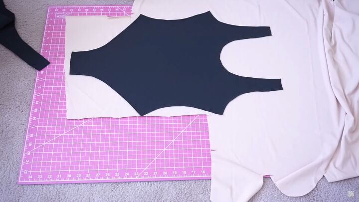 how to sew a reversible one piece swimsuit in 6 simple steps, Cutting out the lining for the swimsuit