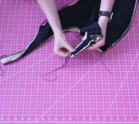 how to sew a reversible one piece swimsuit in 6 simple steps, Aligning the traps of the DIY swimsuit