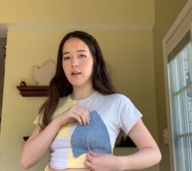 how to make a cute diy jean bralette out of 2 pairs of old jeans, How to make a jean bralette