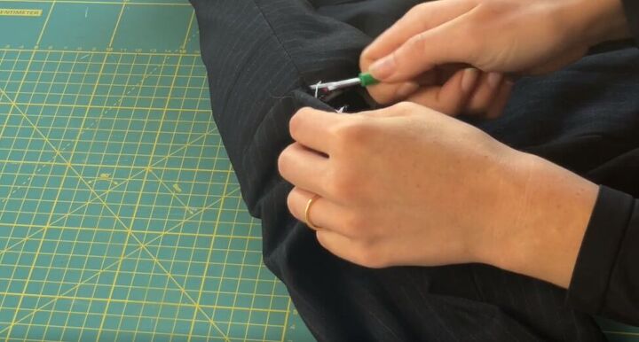 3 easy diy blazer alterations you can do to refashion your jackets, Seam ripping the sleeves from the blazer