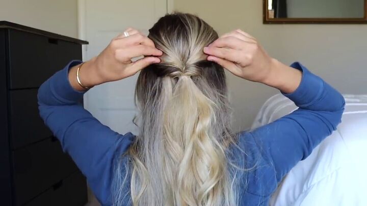 try this easy updo hair hack for a sophisticated elegant hairstyle, Topsy tail the half pony