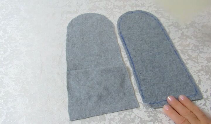 how to make fleece slipper socks to keep your toes cozy this winter, Folding and sewing the fleece slipper socks