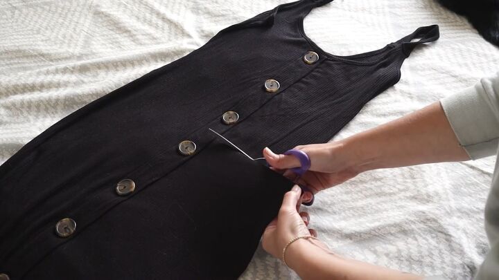 3 easy upcycling clothes tutorials to give your old garments new life, Cutting the dress in half