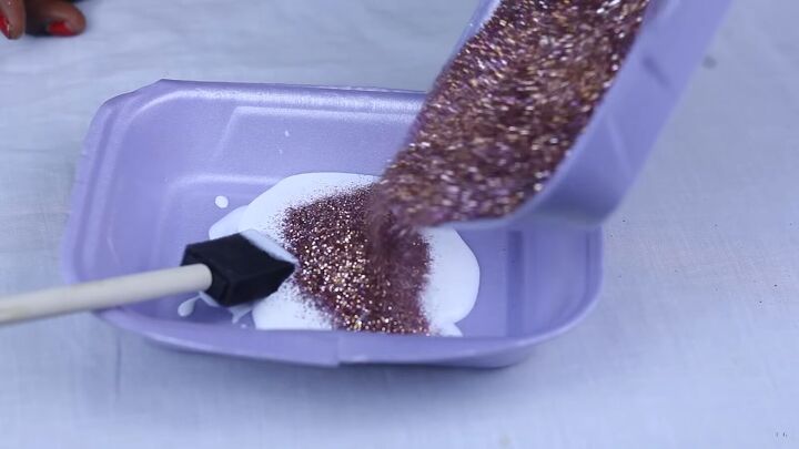 revive your peeling heels by turning them into diy glitter shoes, Adding the glitter to the Mod Podge
