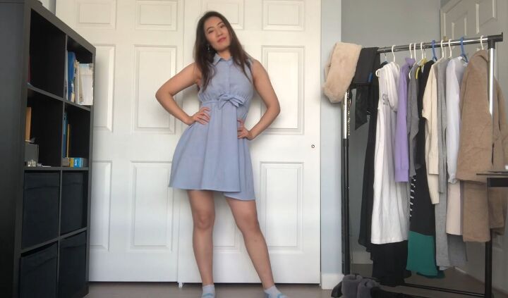 how to wear summer clothes during winter 3 simple styling tricks, Blue summer dress