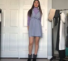 how to wear summer clothes during winter 3 simple styling tricks, Layering a turtleneck under the summer dress