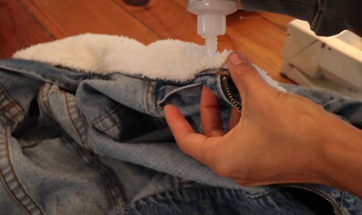 how to make a diy sherpa denim jacket with a sherpa collar lining, Making a DIY Sherpa jacket
