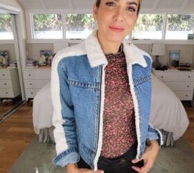 how to make a diy sherpa denim jacket with a sherpa collar lining, Sherpa collar denim jacket