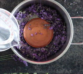 Place a bowl upside down in a pot, then add lavender & water to up your skincare game