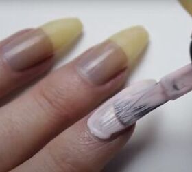 how to care for long natural nails to keep them strong healthy, Applying a thin first coat of nail polish