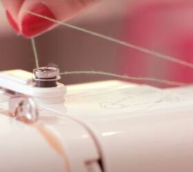 basic sewing skills how to thread a sewing machine step by step, Taking the thread off of the washer