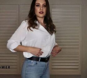 how to style a white blouse 8 styling tips cute outfit ideas, How to tuck a white blouse into jeans