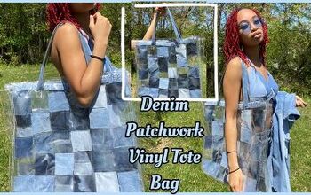 How to Make a Cute DIY Patchwork Tote Bag Out of Old Jeans & Vinyl