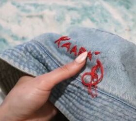 how to embroider clothes by hand using 3 basic stitches, Embroidering a bucket hat by hand