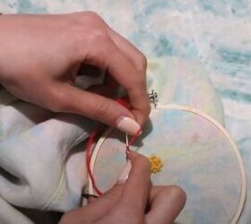 how to embroider clothes by hand using 3 basic stitches, How to do a French knot stitch
