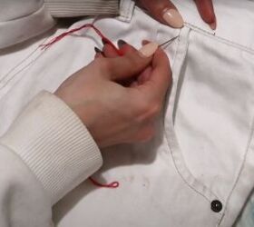 how to embroider clothes by hand using 3 basic stitches, Adding cross stitch embroidery detail